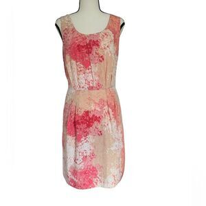 Loft | peach floral fit and flare dress